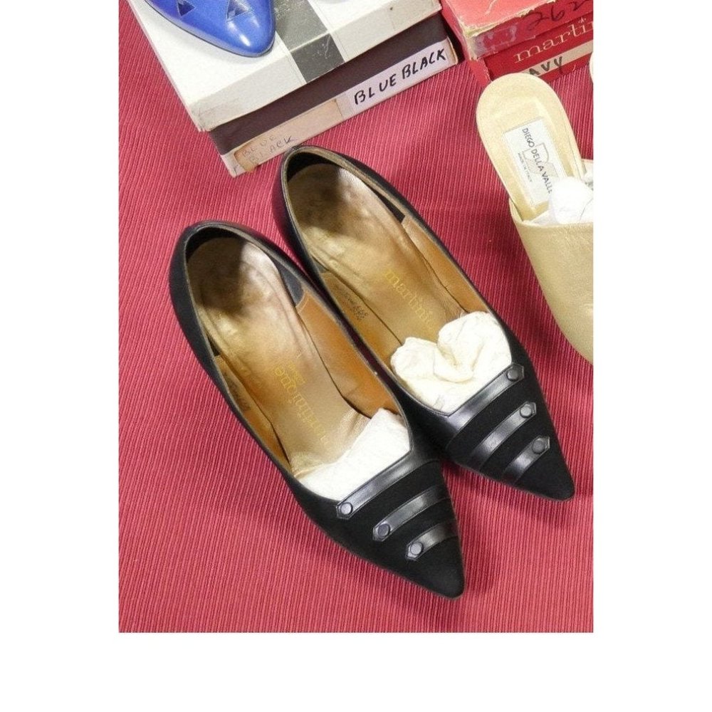 Martinique French Vintage Leather/Suede Pointy Pum - Picture 2 of 6